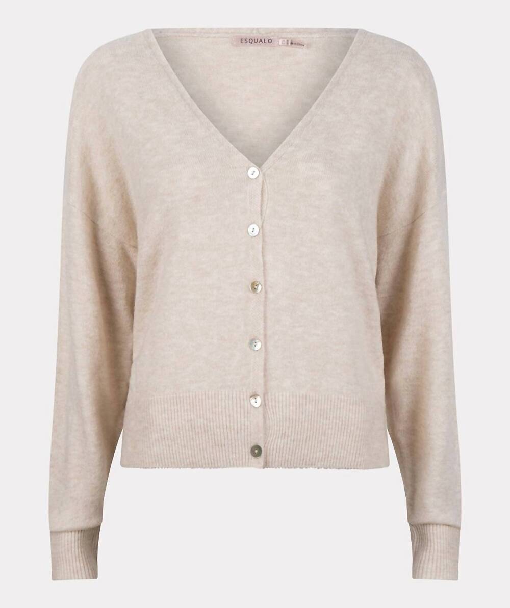 NEW ESQUALO v neck cardigan in light sand - Picture 5 of 5